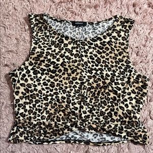 Cheetah print knotted crop top